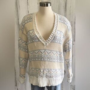 Vintage Pastel Knit Sweater 100% Cotton tennis preppy‎ quiet luxury Large
